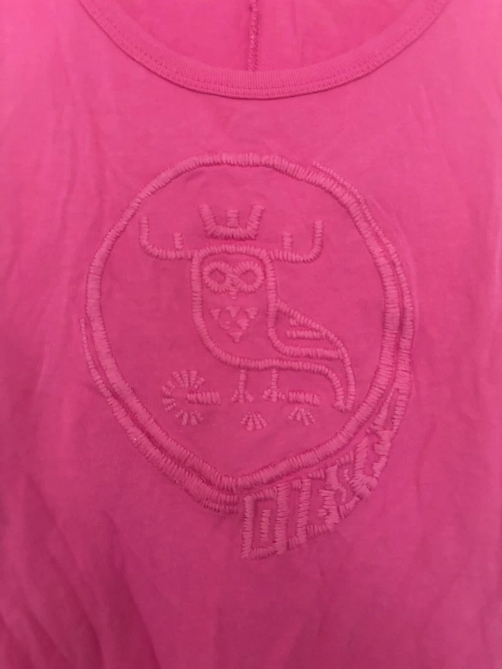 Diesel - Camiseta sin mangas de algodón con espalda abierta rosa con logotipo de búho - Corbata ajustable - Talla S Foto 2 de 4