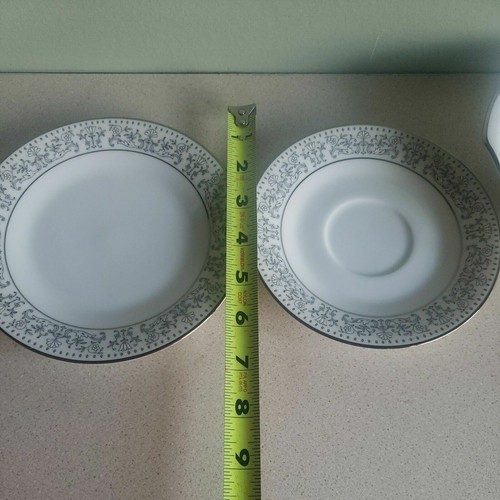 Vintage Noritake 7 pc Set Silver White Eminence #6905 PLATES BOWLS - Picture 6 of 12