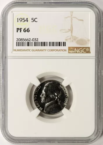 1954 Proof Jefferson Nickel 5c NGC PF66