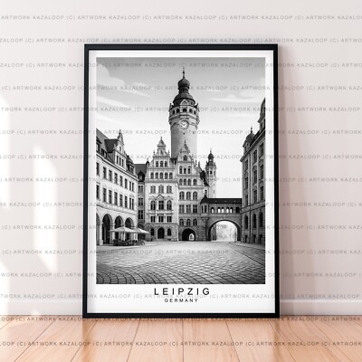 Schwarz Weiß Altstadt Leipzig Deutschland ungerahmter Druck Leipzig Illustration Poster