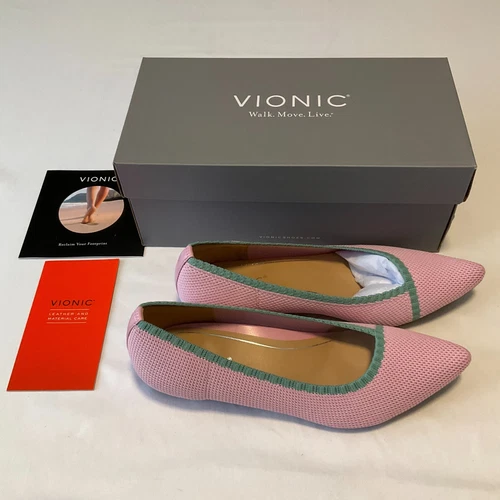 Vionic Dahlia Ballet Skimmer Flat Shoes Womens Size 8.5M Pink Knit Slip On