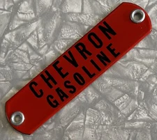 VINTAGE CHEVRON GASOLINE 6" GAS PUMP PORCELAIN TAG OIL SIGN BLACK LETTERS