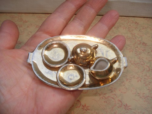Partie de DINETTE ancienne en Porcelaine Dorée - Imagen 9 de 9