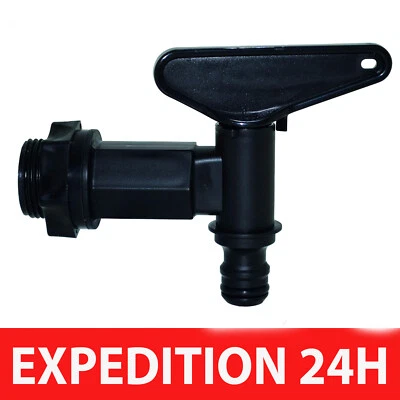 Robinet de cuve plastique PEHD 1/4 tour Nez automatique Noir - Photo 1/4