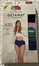 NIB Womens Fruit Of The Loom 4 Pair Multicolored Briefs Panties Size 5 Small