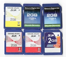 Lot Of 6x Dane-Elec / Delkin Devices 2GB SD Camera Memory Cards
