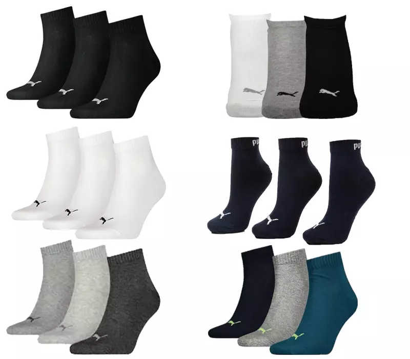 gezantschap native Leger Puma Mens Womens 3 Pairs Ankle Socks Cotton Rich Quarter Sports Sock Size  6-14 | eBay