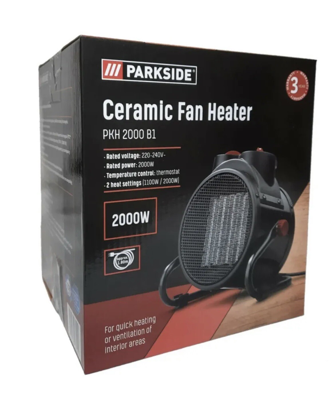 Ceramic Fan Heater Portable 2 Heat Settings 1100W / 2000W Parkside for sale  online | eBay