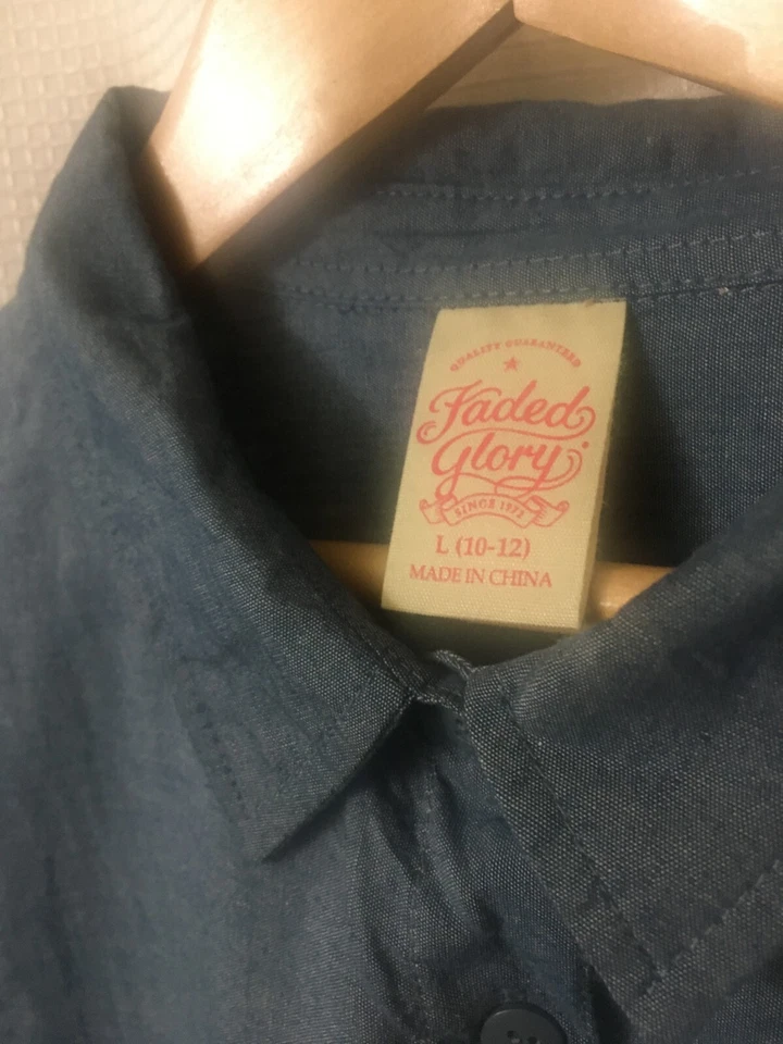 Vestido floral de mezclilla para niñas Faded Glory talla L 10/12 Foto 2 de 4