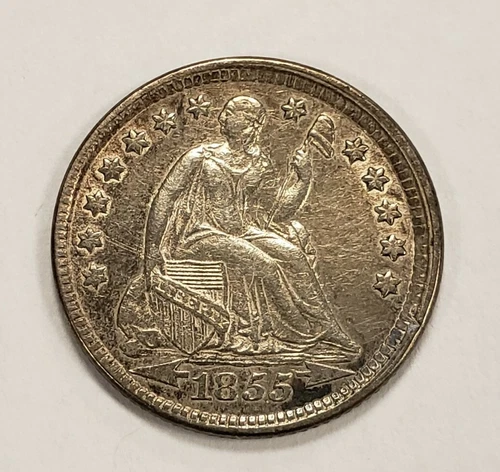 1855 H10c Seated Liberty Silver Half Dime - AU Dets - SKU-B1452