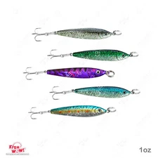 Qty 5 Fish WOW! 1oz Fishing Trolling Mega Metal Live Fish Jigs baits 5 colors