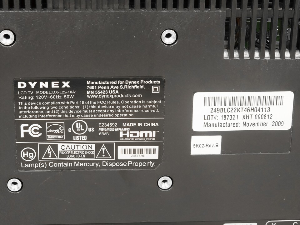 Cavo Di Alimentazione CA Per Dynex DX-32L150A11 DX-37L150A11 DX