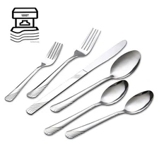 48 Piece Silverware Set Stainless Steel Flatwar Set Serve 8 Cutlery Utensil Set