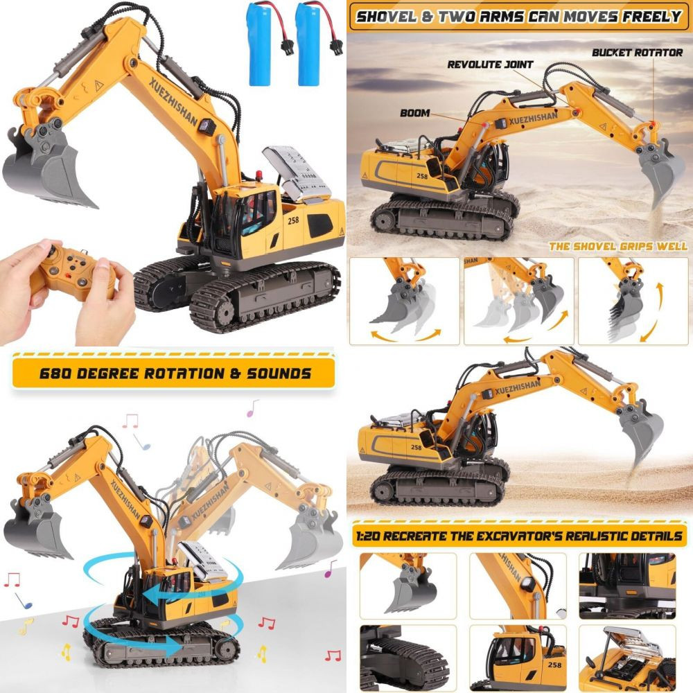 MINGPINHUIUS Escavatore telecomandato giocattolo per bambini, escavatore...