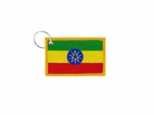 Keychain keyring embroidered embroidery patch double sided flag ethiopia