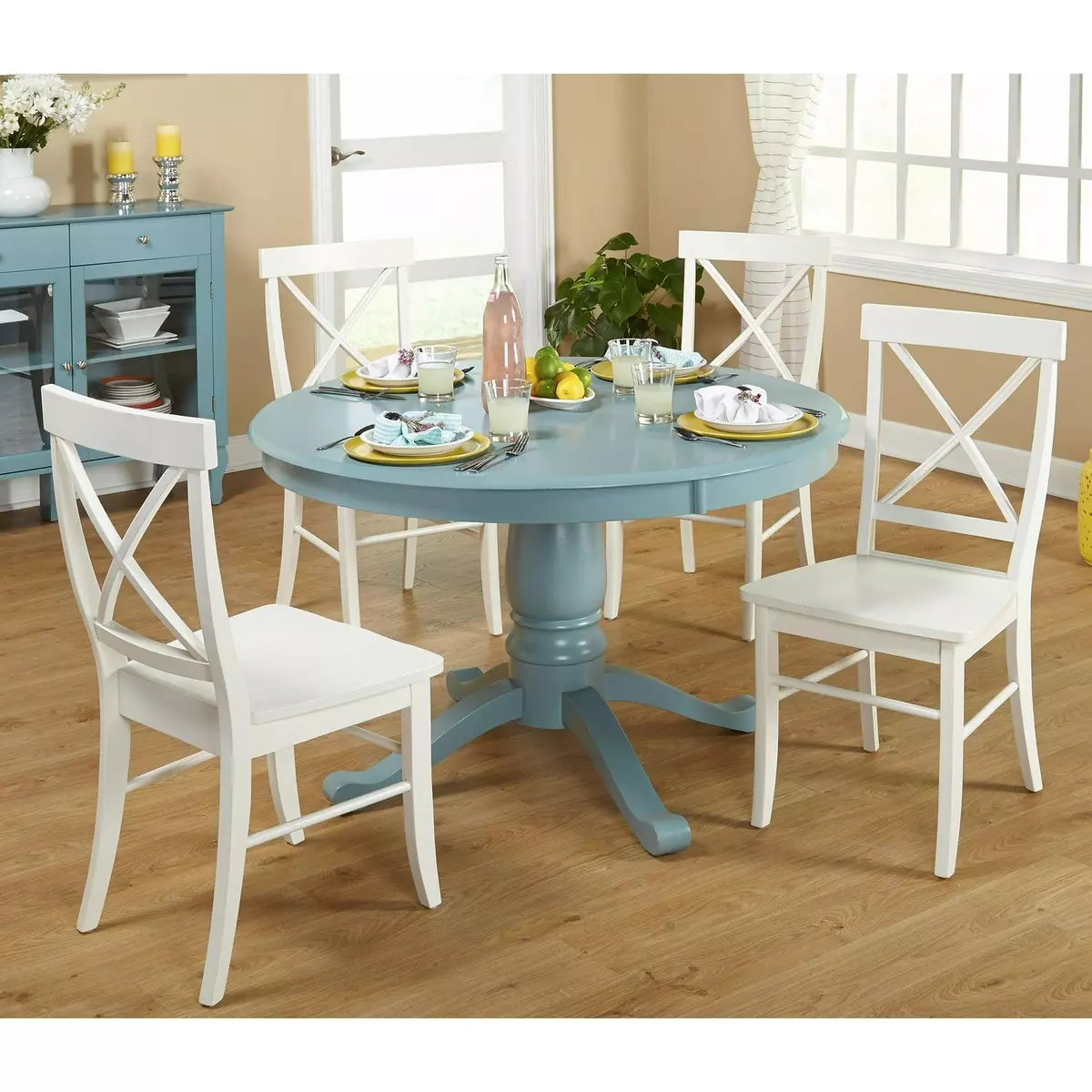 Blue round kitchen table deals