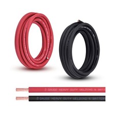 2 Gauge Battery Cable, 20FT Red 20FT Black 2 AWG Pure Copper Wire Welding C...
