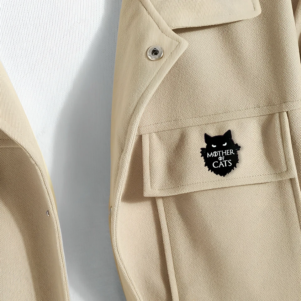 Mother of Cats Enamel Pin – Gothic Black Cat Badge | Game of Thrones Parody Gift - Image 4 of 4