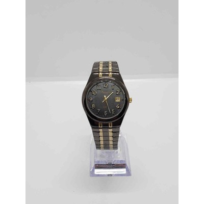 Gruen Black Face Watch Gruen Watch Man Black Face Gold Tone Quartz Runs Link  main image 2