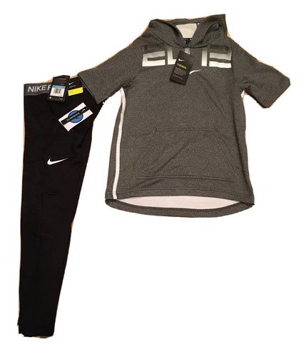 NWT NIKE THERMA S/S ELITE Girls Youth Med Hoodie & Pro WARM DRI-FIT Leggings $95 - Picture 3 of 11