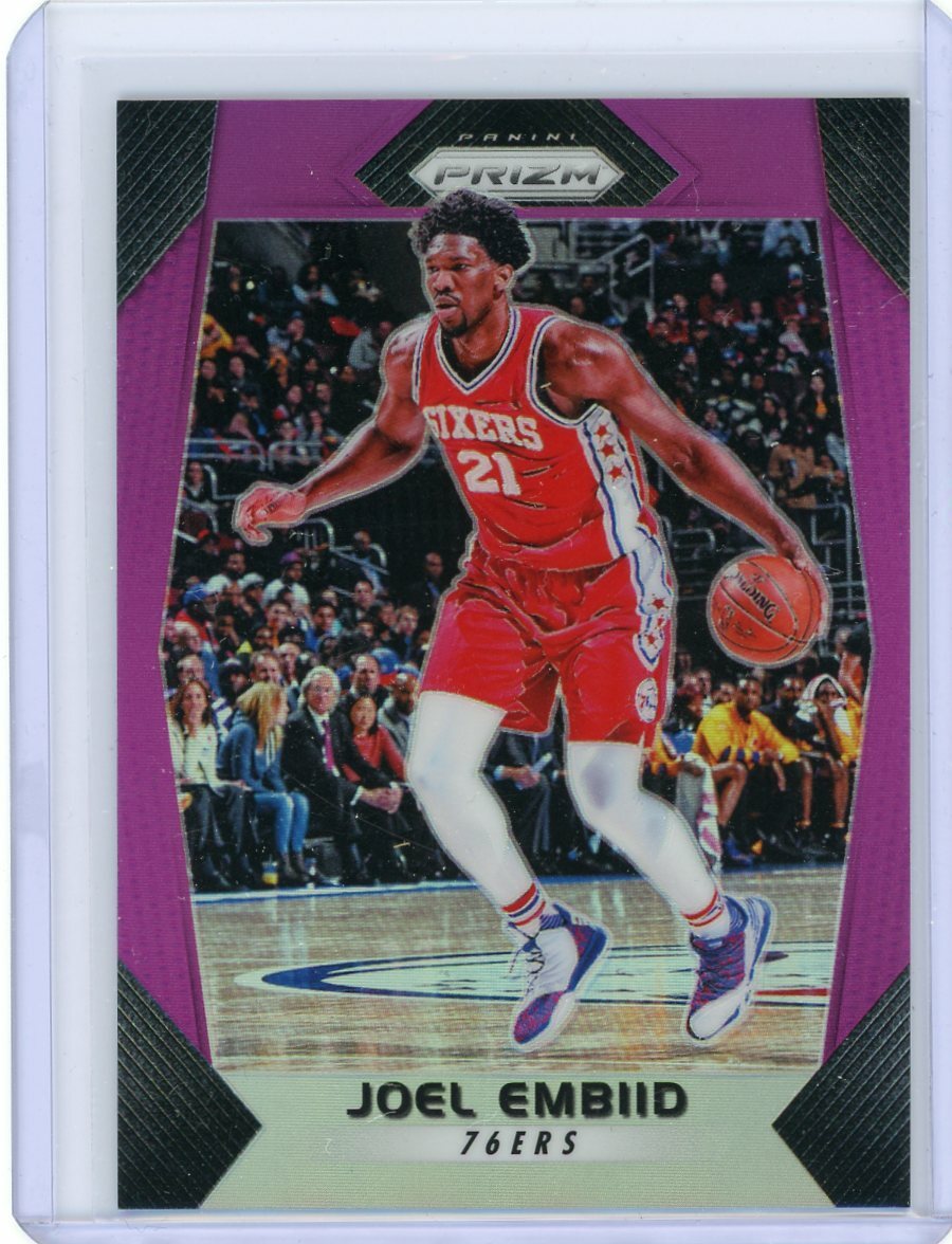 2017-18 Panini Prizm Basketball Purple Prizm #2 Joel Embiid #14/75