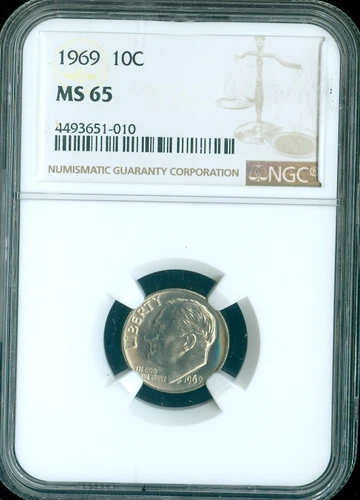 1969 ROOSEVELT DIME NGC MS65 QUALITY✔️