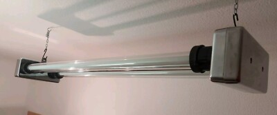 Neonlampe LED Industrieleuchte Bauhaus Design poliert Fabrik DDR Hängelampe Loft