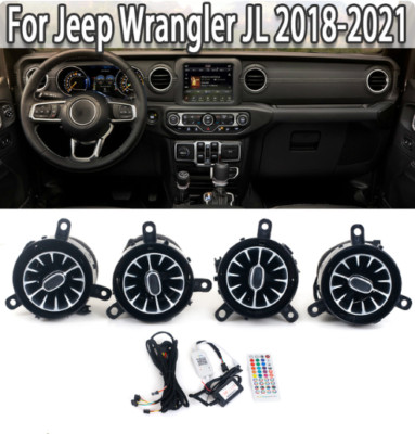 Set Car Interior Front AC Air Vent Dashboard Ambient Light For Jeep  Wrangler JK