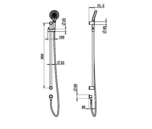 Nero Tapware Mecca Care 25MM Grab Rail and Adjustable Shower Rail Set 900MM Brus - Picture 2 of 2