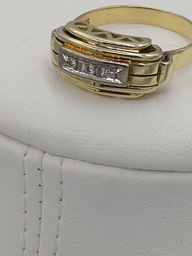 Antiker Ring 14 Karat 585 Gold mit 3 Brillanten, 5,7 Gramm, Größe 59. - Bild 7 von 10