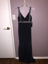 Betsey And Adam Floor Length Gray Evening Dress
