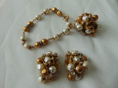 antique Robert signed demi parure set bracelet earrings