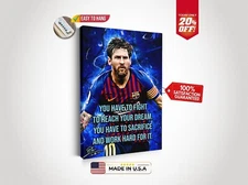 Lionel Messi Motivational Canvas Sports Wall Art Framed Home Decor Unique Gift
