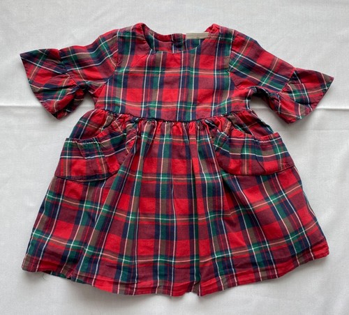NEXT Baby Girls 6-9 Months tartan red Dress 100% cotton - Picture 5 of 7