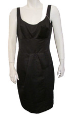$695  Armani Collezioni little black dress LBD bow front faux wrap skirt s 8 NWT