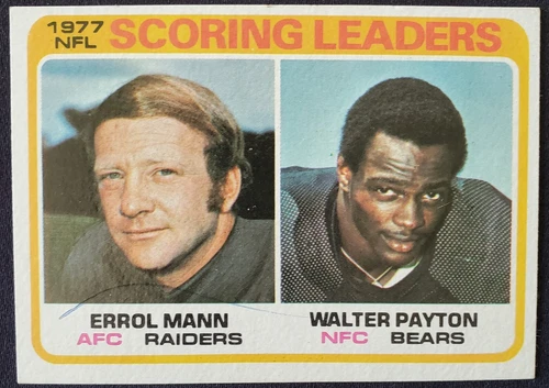 1978 Walter Payton Bears Errol Mann Raiders Topps Scoring Leaders NFL Card #334