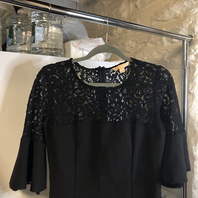 Hope & Harlow Womans Sheath Dress 6 Black Lace Solid 3/4 Sleeve Knee Length  | eBay