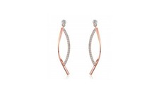 925 Sterling Silver Rose Gold Hoop Dangle CZ Earrings for Women And Teen
