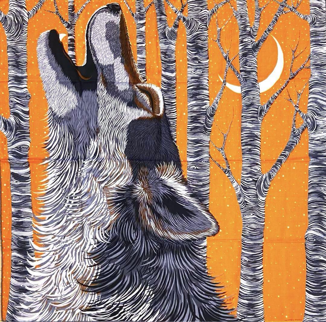 Hermes Scarf Stole Awooooo Orange Wolf Alice Shirley Hermes Scarf Stole Awooooo Orange Wolf Alice Shirley