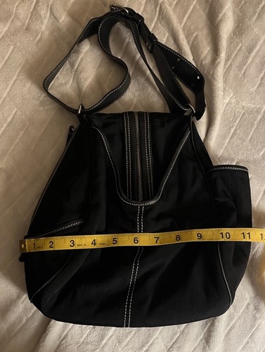 Borsa a tracolla in tela HOGAN cerniera più tasche manici in pelle nera accenti - Foto 7 di 9