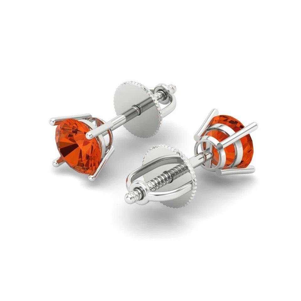 Aretes de circonita roja para mujer, atornillados (0,2 cttw, 3,0 mm, corte redondo) Foto 2 de 4