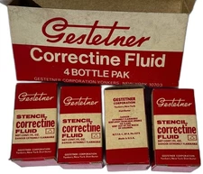 Gestetner Vintage Stencil Supplies Lot Correctine Fluid Ink Pads Collectible