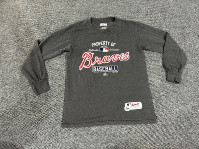 Atlanta Braves shirt mens small gray majestic MLB Authentic long