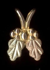 New 10K 10mm Solid Yellow & Rose Gold Flower Leaf Petal Grape Pendant Charm Pr