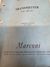 MARCONI TRANSMITTER TYPE AD107 TECHNICAL MANUAL VINTAGE