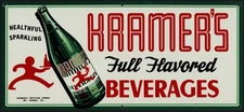 Vintage metal sign KRAMERS BEVERAGES bottle pictured Mt Carmel PA new old stock