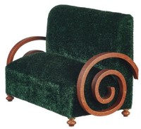 Puppenhaus Sofa Couch Art DéCo GrüN Jbm Miniatur Wohnzimmer MöBel 1:12