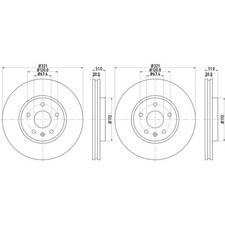 2x HELLA PAGID BREMSSCHEIBEN Ø321mm VORNE passend für CHEVROLET CAMARO MALIBU OP