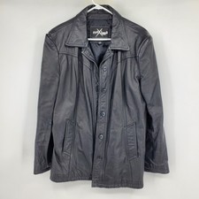 Maxima Wilsons Leather Men's Black Button Up Y2K Western Americana Jacket Large