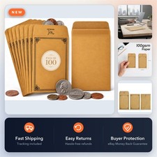 100 Pack Small Coin Envelopes Self-Adhesive Brown Kraft 2.25 x 4.3 in